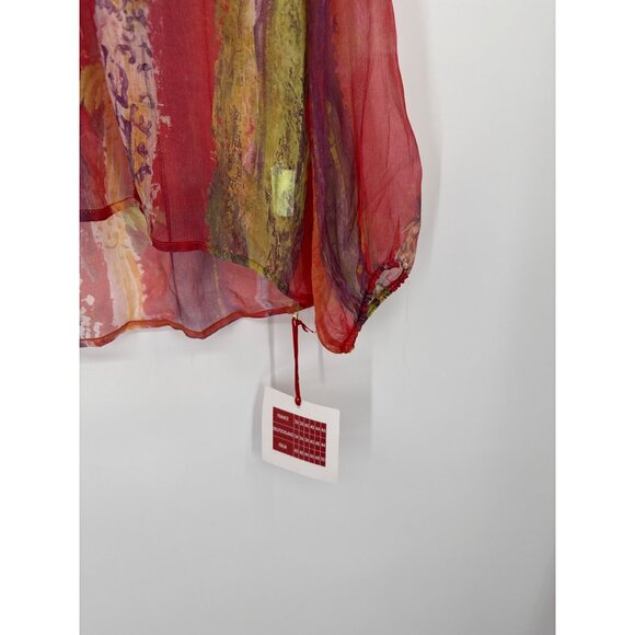 Aventures Des Toiles Womens Silk Blouse Size Medium 40 Multicolor Sheer - Picture 3 of 5